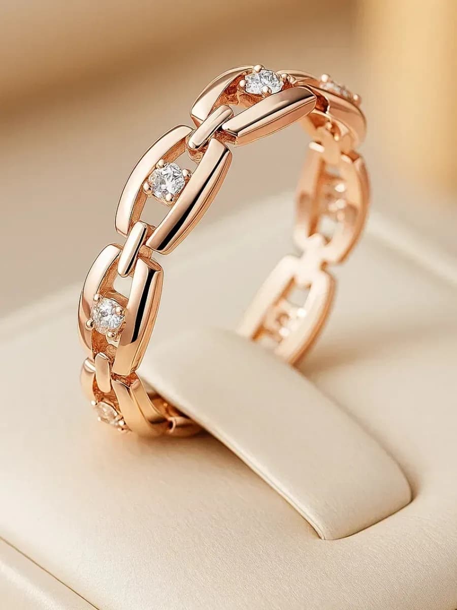 Jewelry ring with stones, gilded