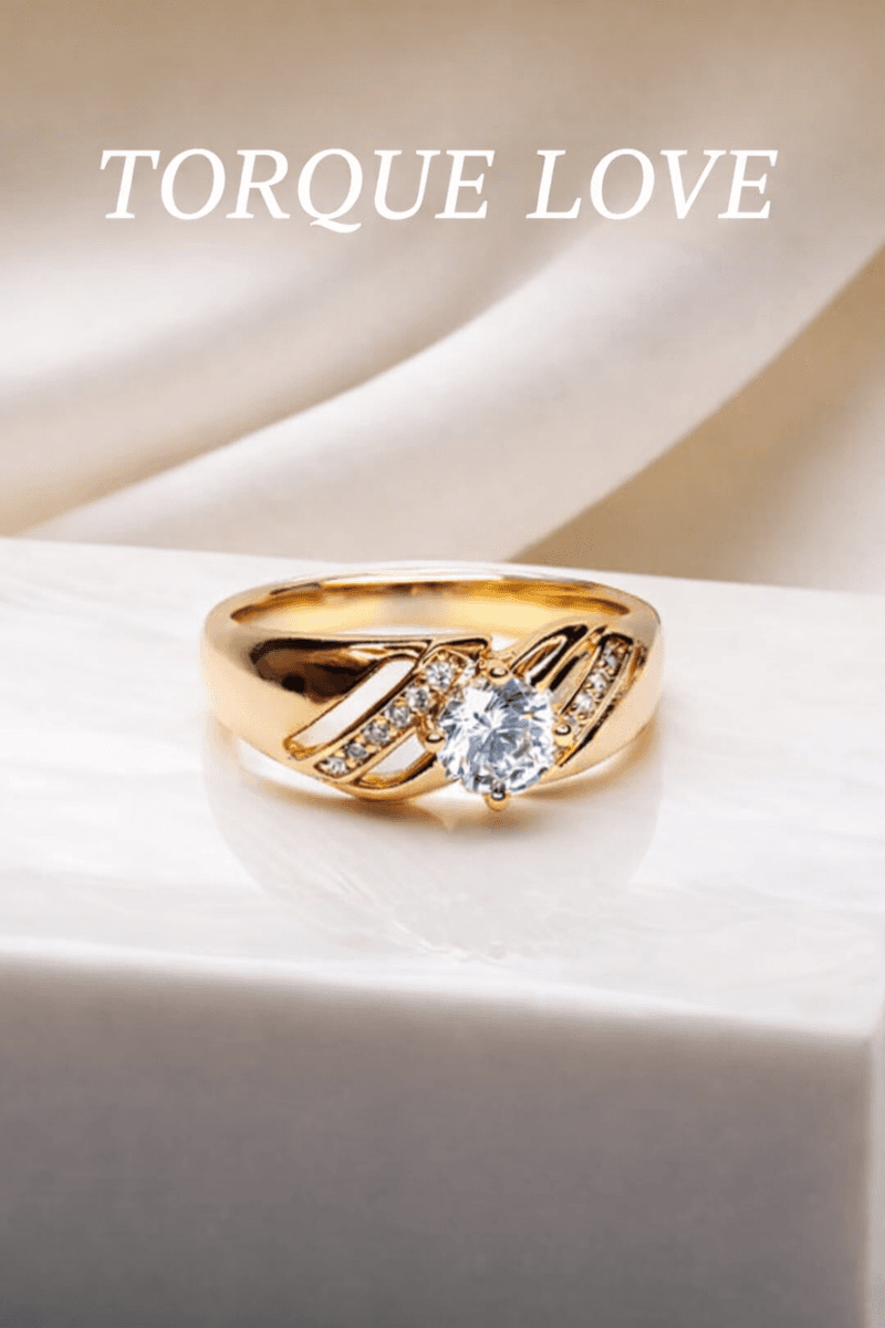 Women's medical alloy gold ring with stone