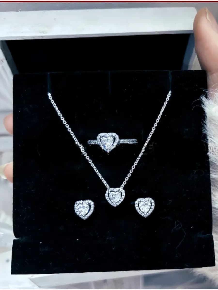 Set in Pandora style earrings ring necklace
