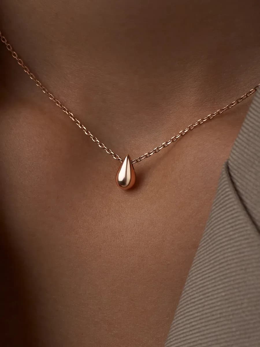 Gold Plated 925 Silver Necklace Chain with Drop Pendant
