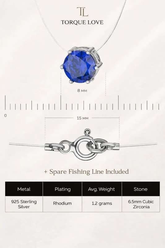 Necklace on a fishing line pendant on the neck silver pendant women's cubic zirconia