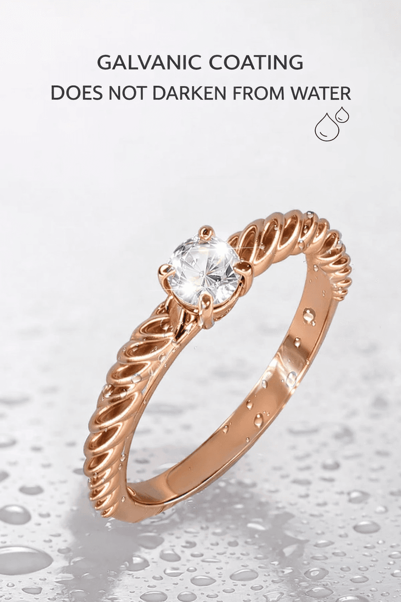 Gold plated engagement ring with stone jewelry