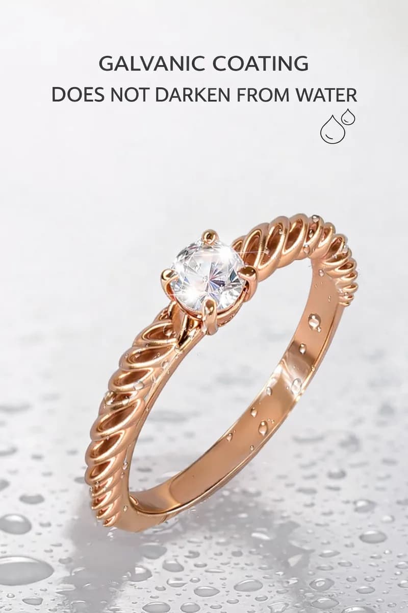Gold plated engagement ring with stone jewelry