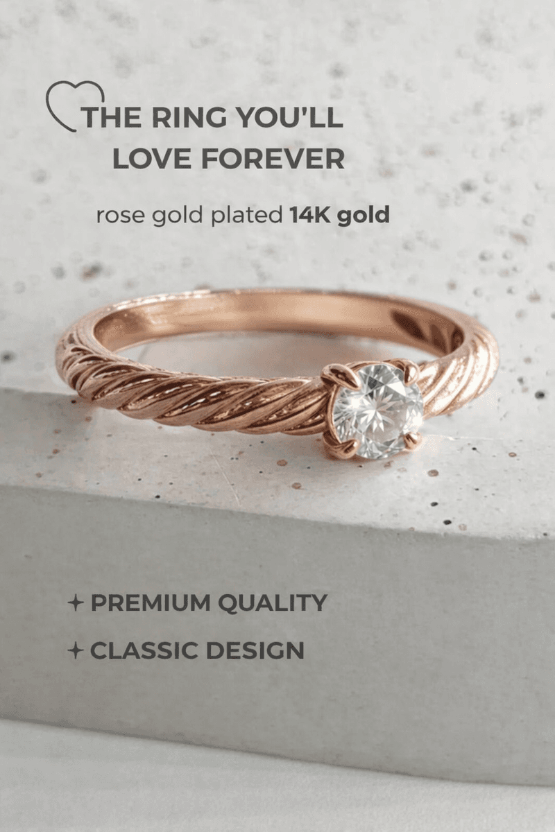 Gold plated engagement ring with stone jewelry