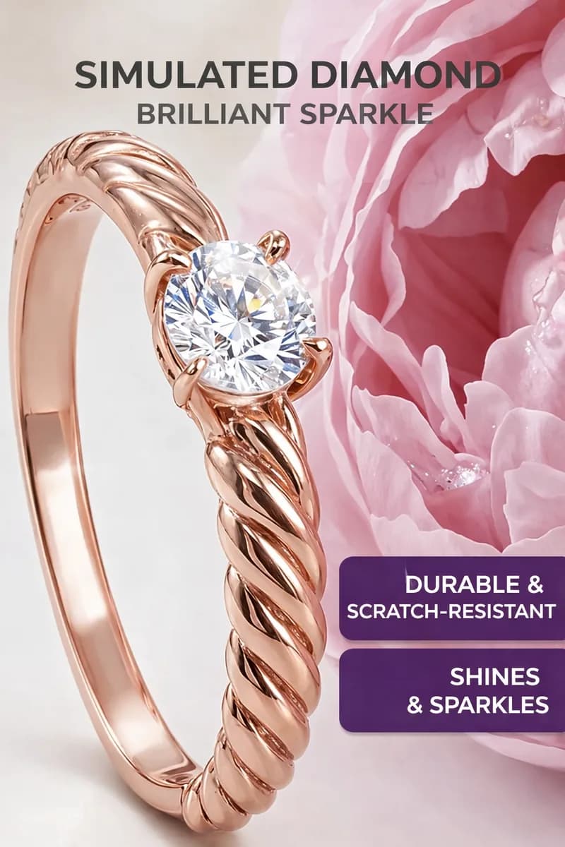 Gold plated engagement ring with stone jewelry