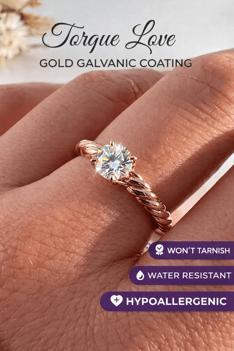 Gold plated engagement ring with stone jewelry