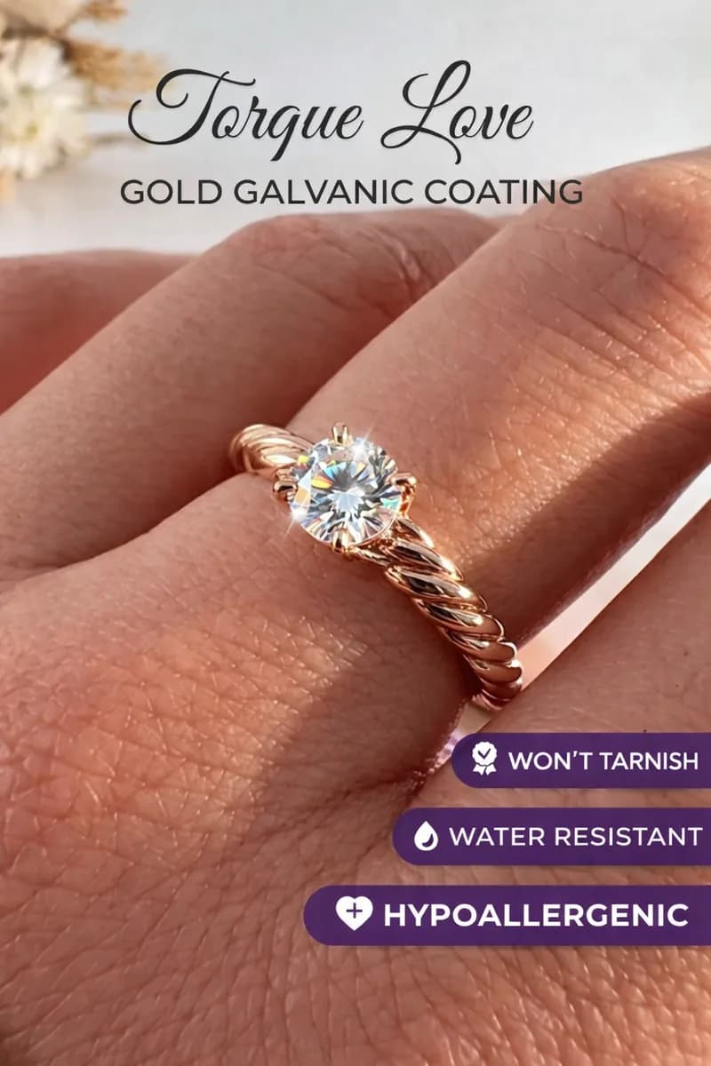 Gold plated engagement ring with stone jewelry