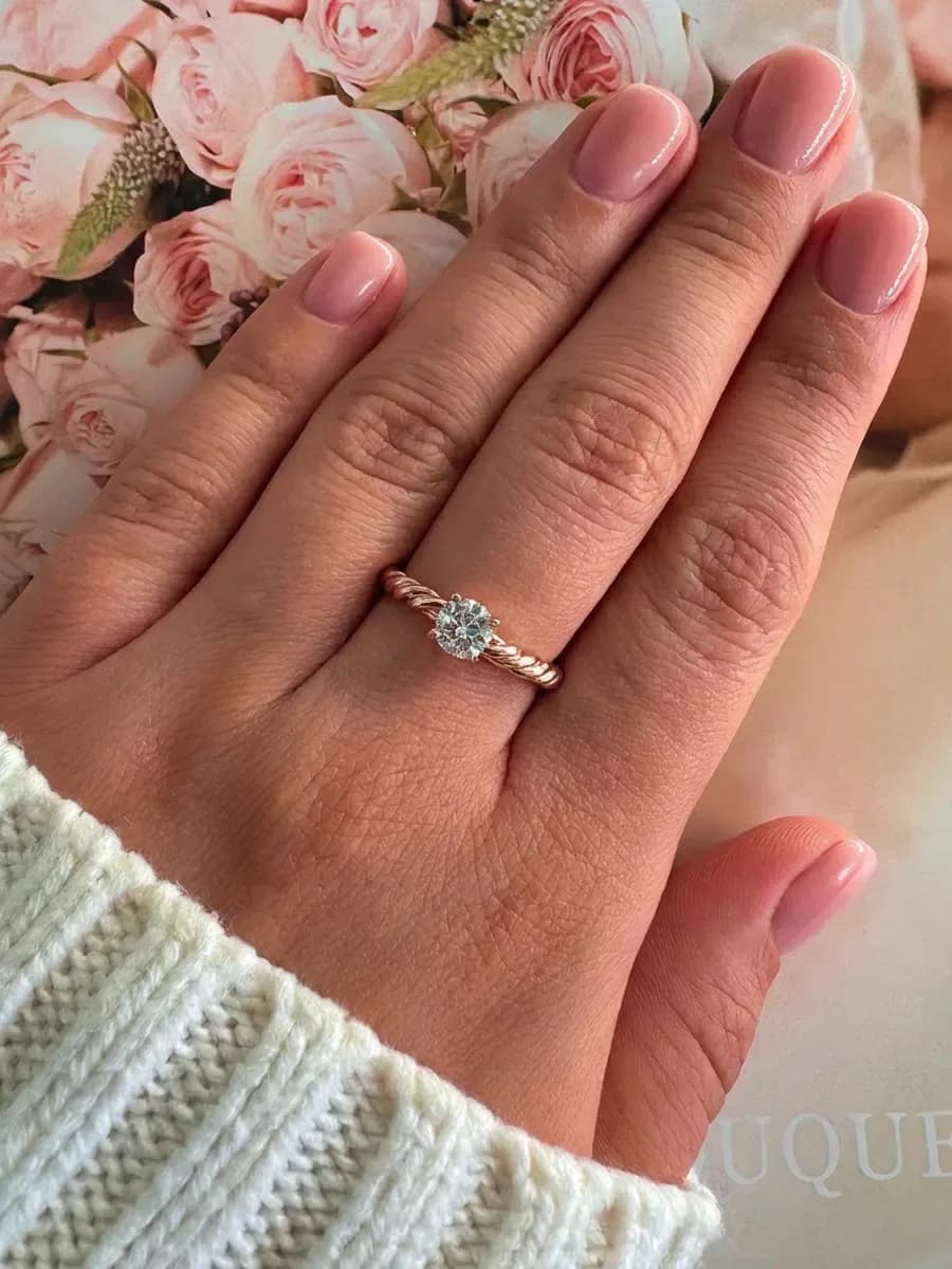 Gold plated engagement ring with stone jewelry