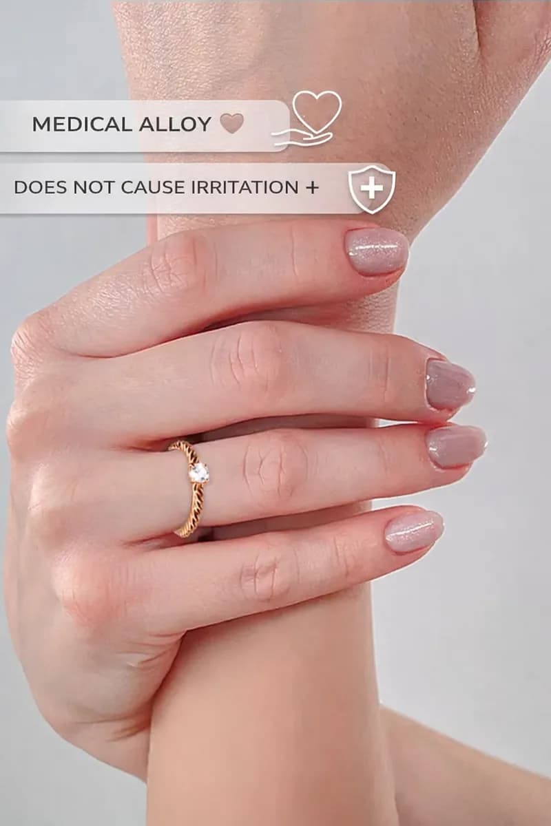 Gold plated engagement ring with stone jewelry