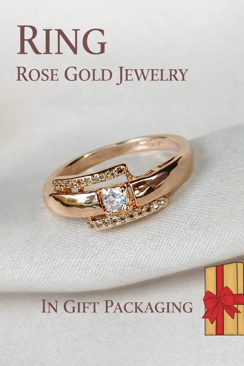 Gold plated jewelry ring with stones for hand