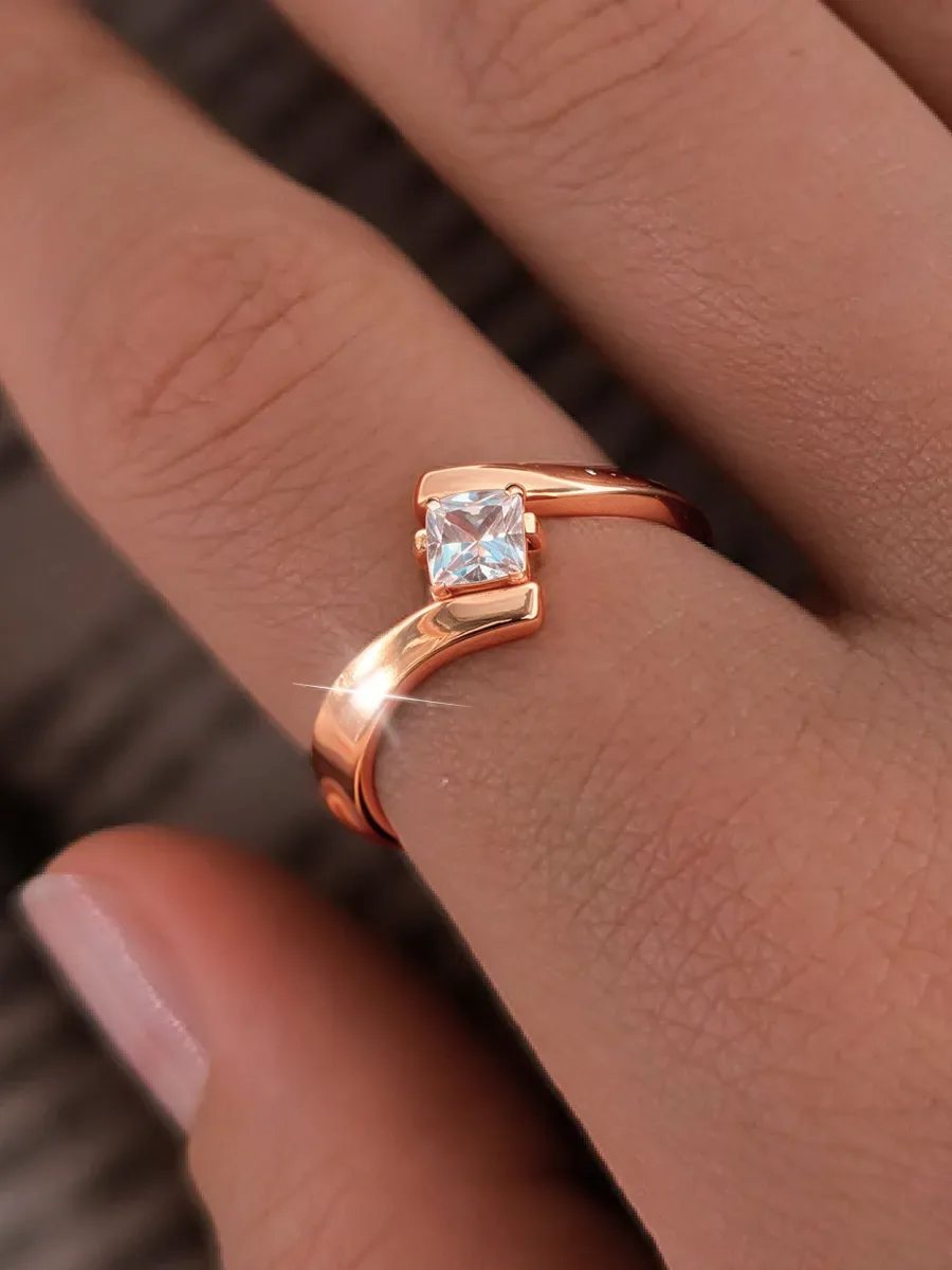 Women's gold plated ring with cubic zirconia stone jewelry
