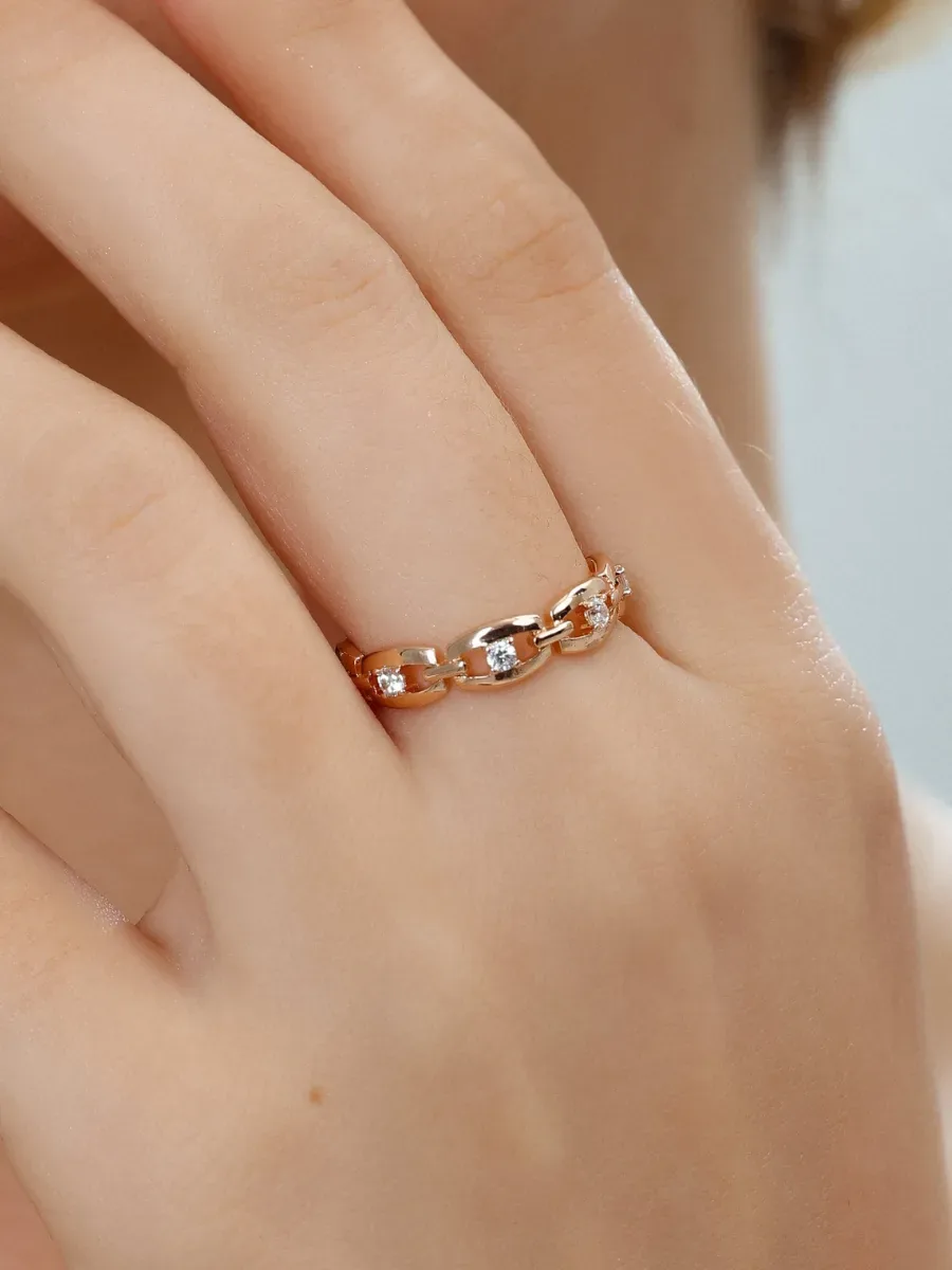 Jewelry ring with stones, gilded