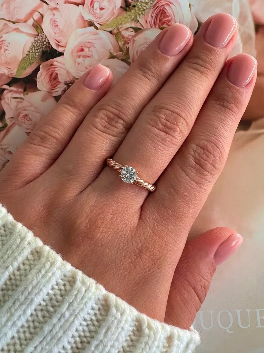 Gold plated engagement ring with stone jewelry