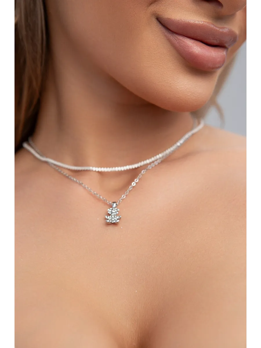 Set Of Necklace And Earrings - 925 Sterling Silver