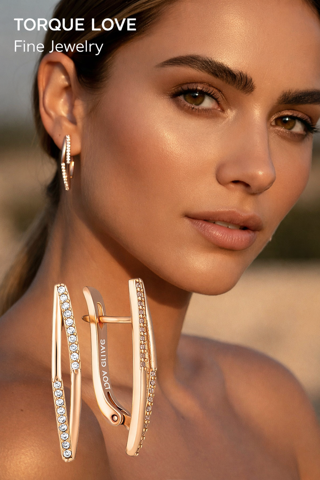 Long Rhombus Earrings With Stones - Stainless Steel