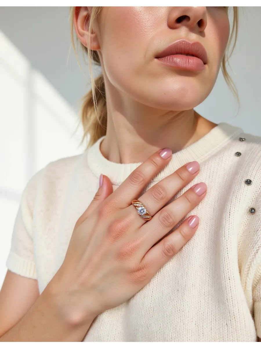 Women's Medical Alloy Gold Ring With Stone